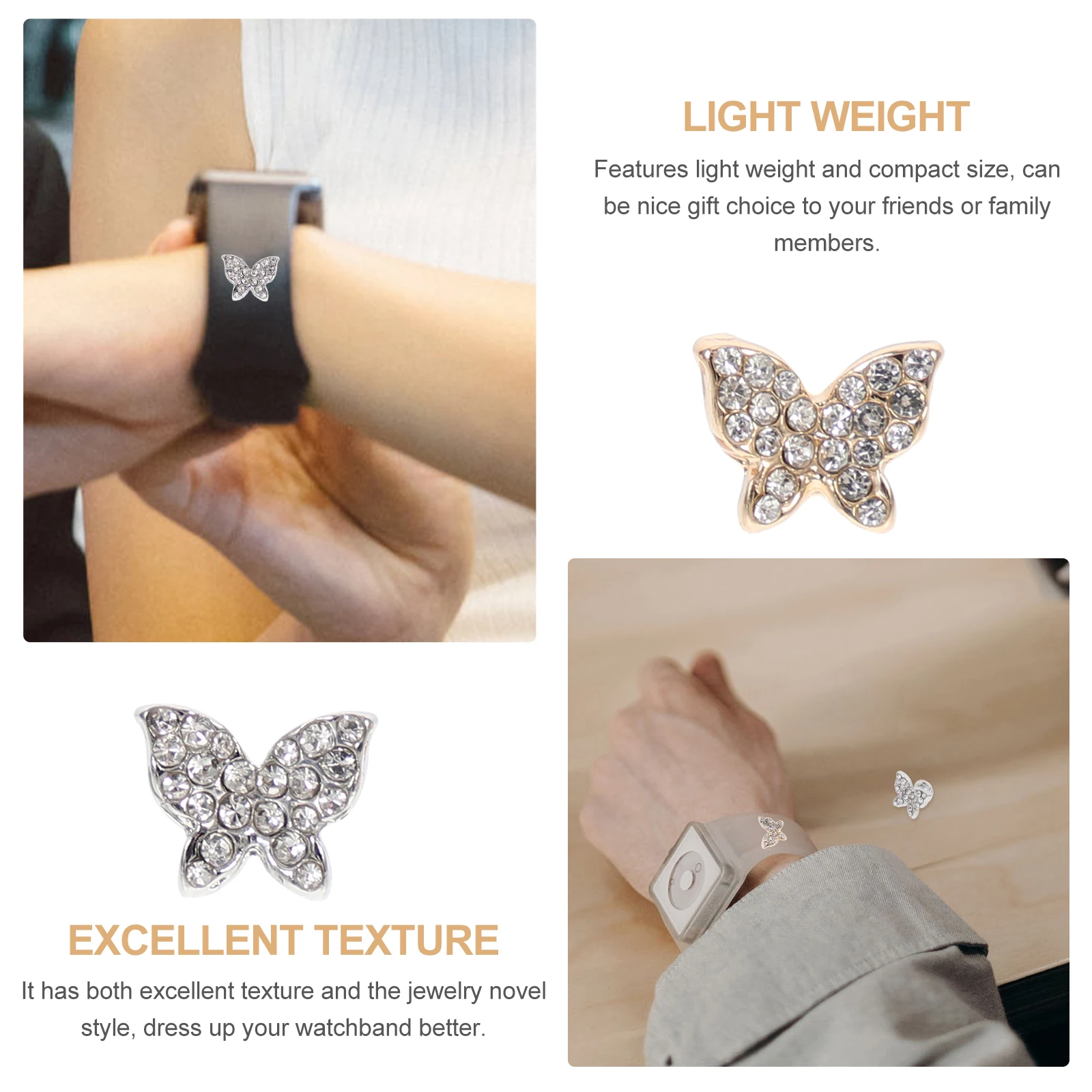 

2Pcs Watch Band Decorative Charms Fine Crafted Alloy Studs for Silicone Watch Strap Fashionable Lightweight Charm DIY