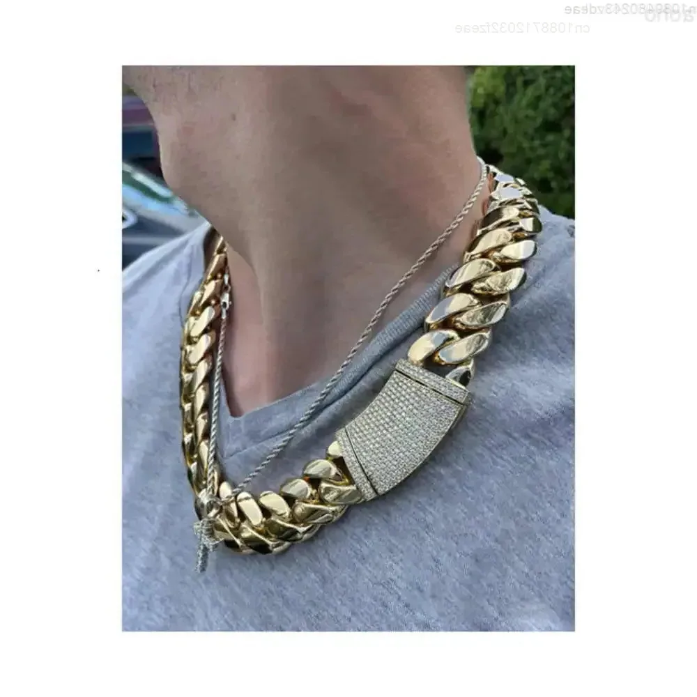 

Handmade Miami Cuban Link Chain 550grams Heavy Solid 925 Sterling Silver 14k Gold Plated Curb Hip-hop Chain