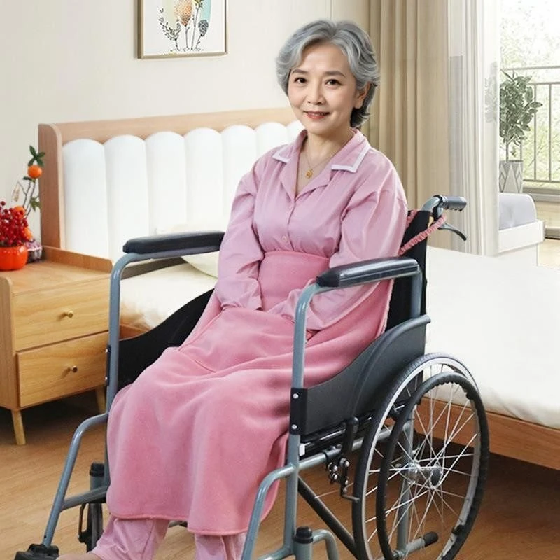 Wheelchair Strap-On Winter Blanket Windproof Fleece Shawlfor Elderly Soft Snug Lap Throw with Clip OutdoorTravel Cold Protection