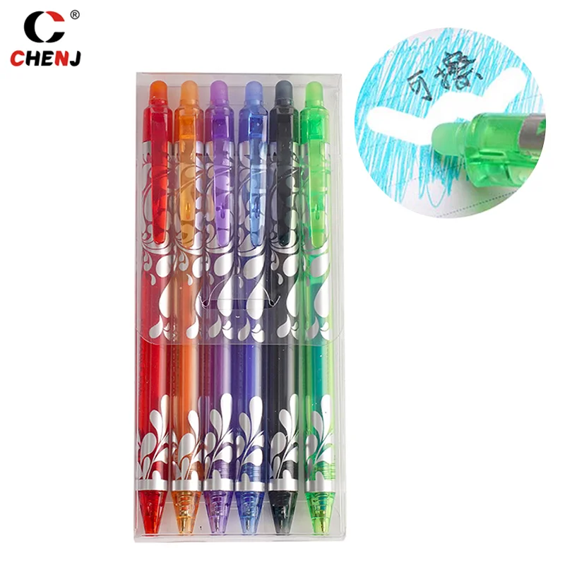 6 Stuks Creatieve Kleurrijke Uitwisbare Gel Pen Multi-Color Persgel Pennen Draagbare Student Briefpapier Kantoorbenodigdheden