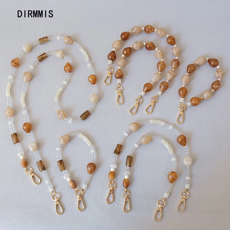 

New Fashion Woman Bag Accessory Detachable Beige Beaded Chains Cute Acrylic Luxury Strap Women Elegant Bag Shoulder Handle Chain