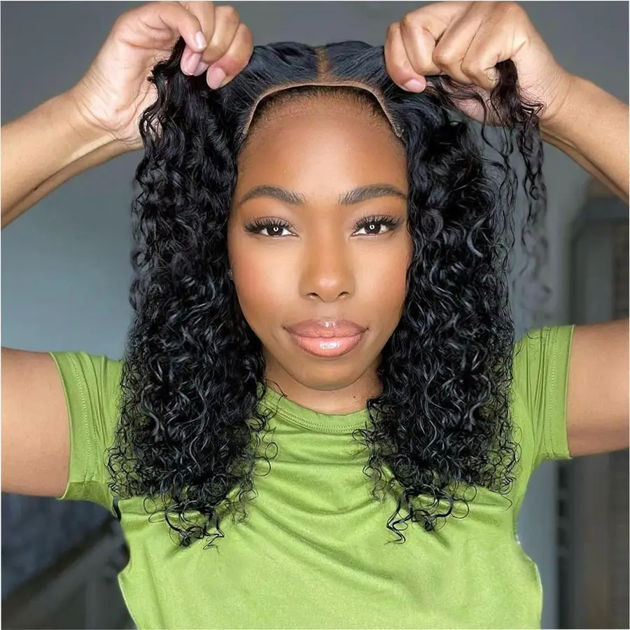 

Bob Wig Human Hair Deep Wave Glueless Wigs Human Hair Pre Plucked Pre Cut 5x5 Wear And Go Glueless HD Lace Closure Wigs Human Ha