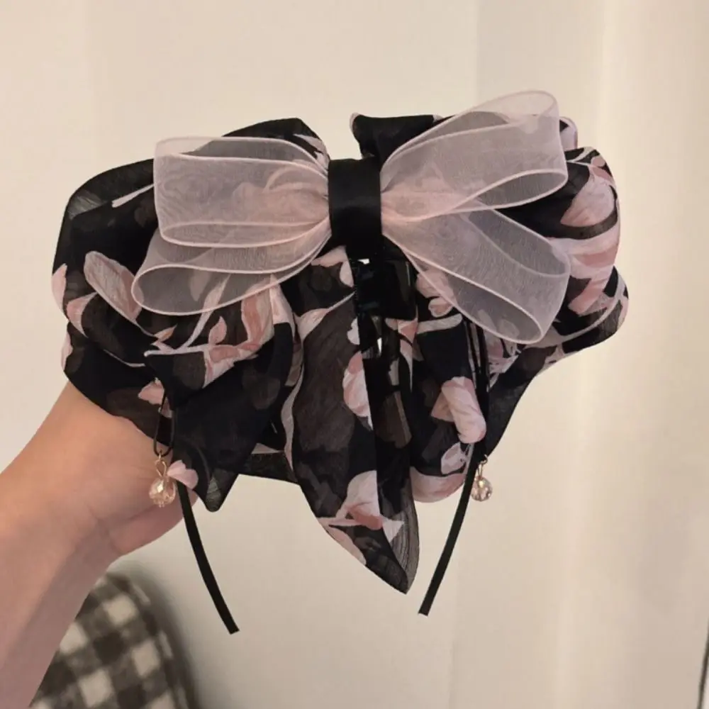 

Grab Clip Bow Ribbon Hair Claw Floral Butterfly Chiffon Bowknot Hair Clip Korean Style Headwear Flower Hairpin Hair Accessories