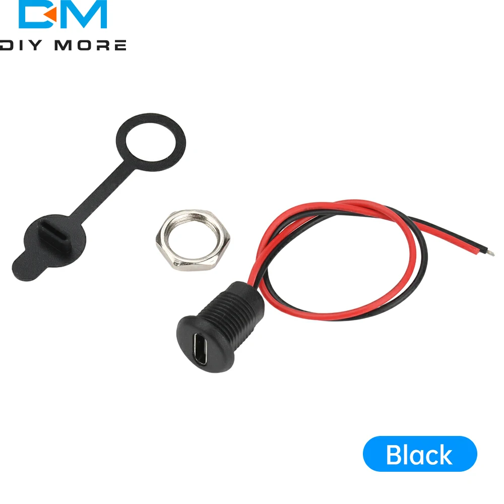 2-pin USB C-type Waterproof Connector Type C Waterproof Female Socket Connector Charging Interface with LED Indicator