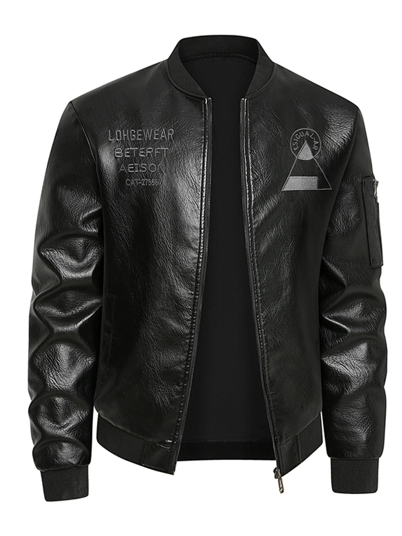 

Мужская мотоциклетная куртка — ветровка с полной молнией спереди, нагрудными и задними карманами, фурнитура золотого цвета (без растяжения) — весна/F