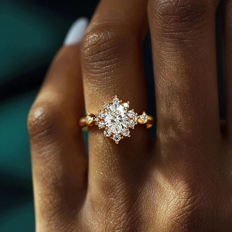 Huitan Eleganter Damenring für Hochzeit, Verlobung, luxuriös, mit hellblauem CZ-Stein, Party-Accessoires, zarter Damenschmuck, Geschenk – Detail 33