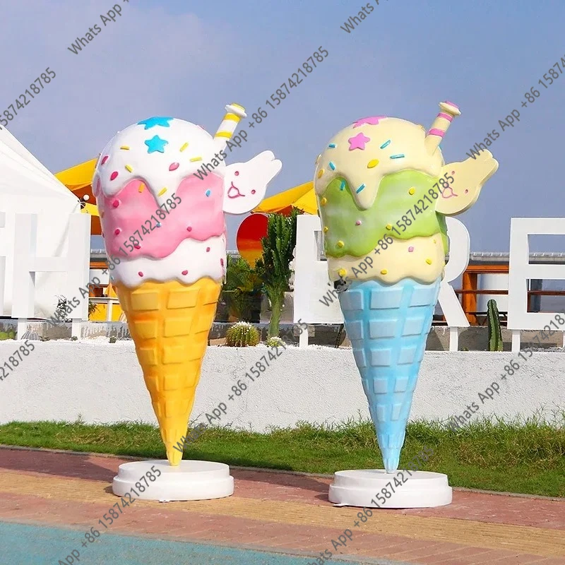 VSimulation Ice Cream Ornaments, Creative Ice Cream Fiberglass Sculptures, Dessert Shop Decorations