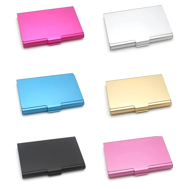 ۞ 1pc Men Business Card Case Aluminum Alloy Credit Card Holder Metal ID Cards Box Cover Women Credit Business Card Holder Case