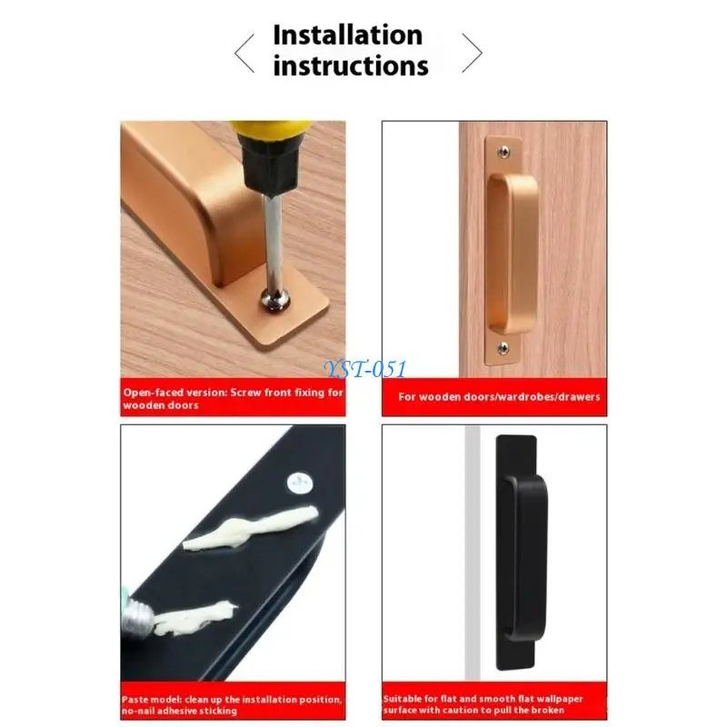 E15A Sturdy Aluminum Alloy Sliding Door Pull Convenient for Modern Kitchens Supplies On Glass Cabinets Door Daily Use