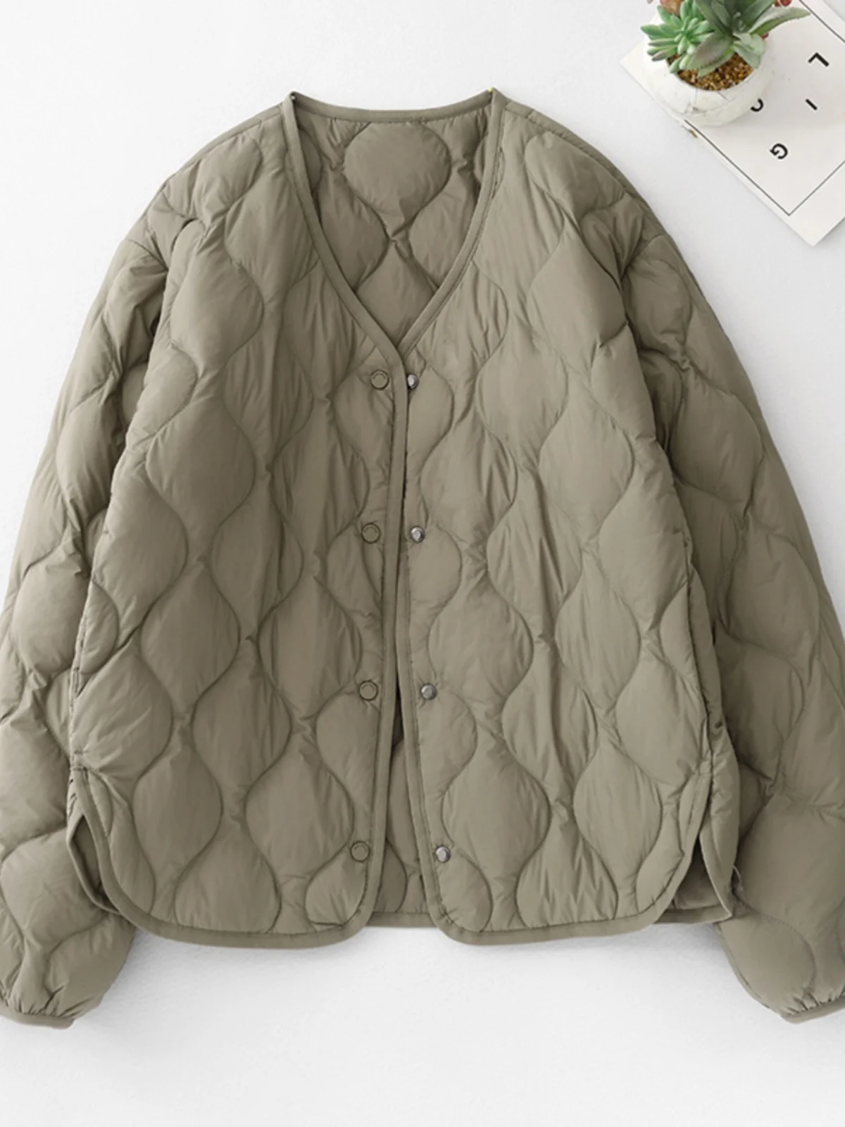 

Lightweight V-Ne down Cotton Jaet Women's Autumn Winter Korean Sle Quilted Inner Warm Cotton Clothes Faionable Versat...