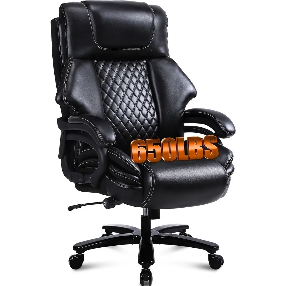 

Luxurious Heavy-Duty Leather Office Chair with Adjustable Lumbar Support for Comfortable 8-Hour Workdays