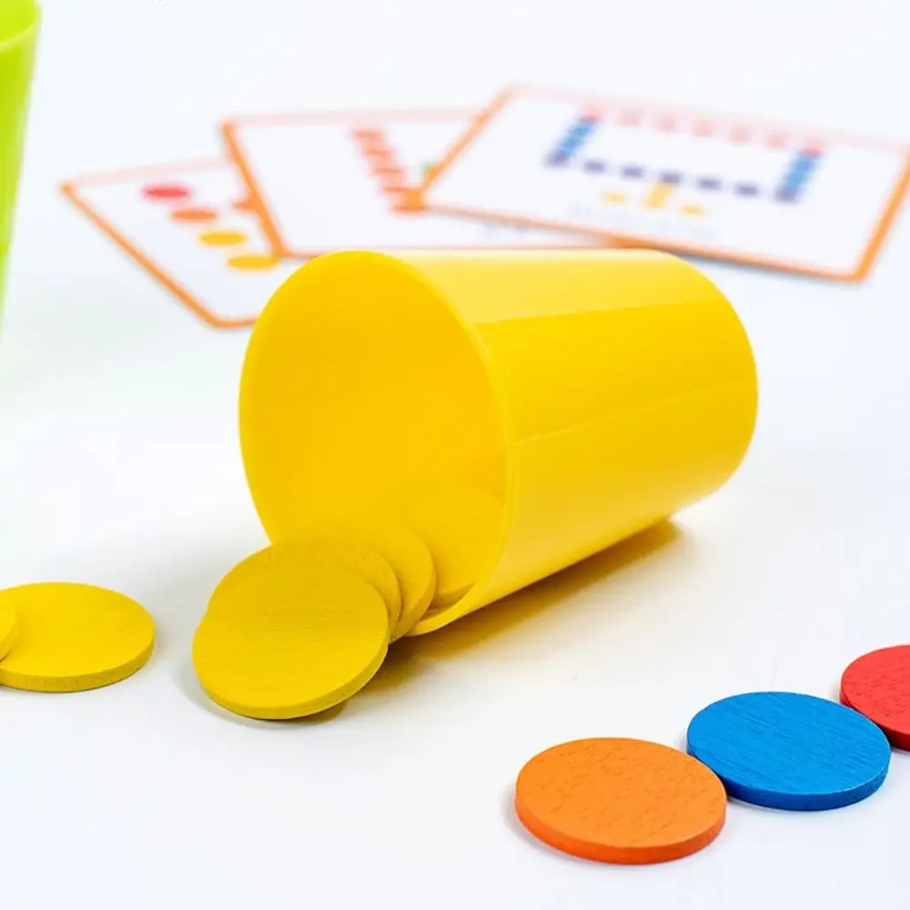 Matching Color Stacked Cups Game Sorting Early Education Wooden Coin Throwing Challenges Portable Color Classification Cup Toys
