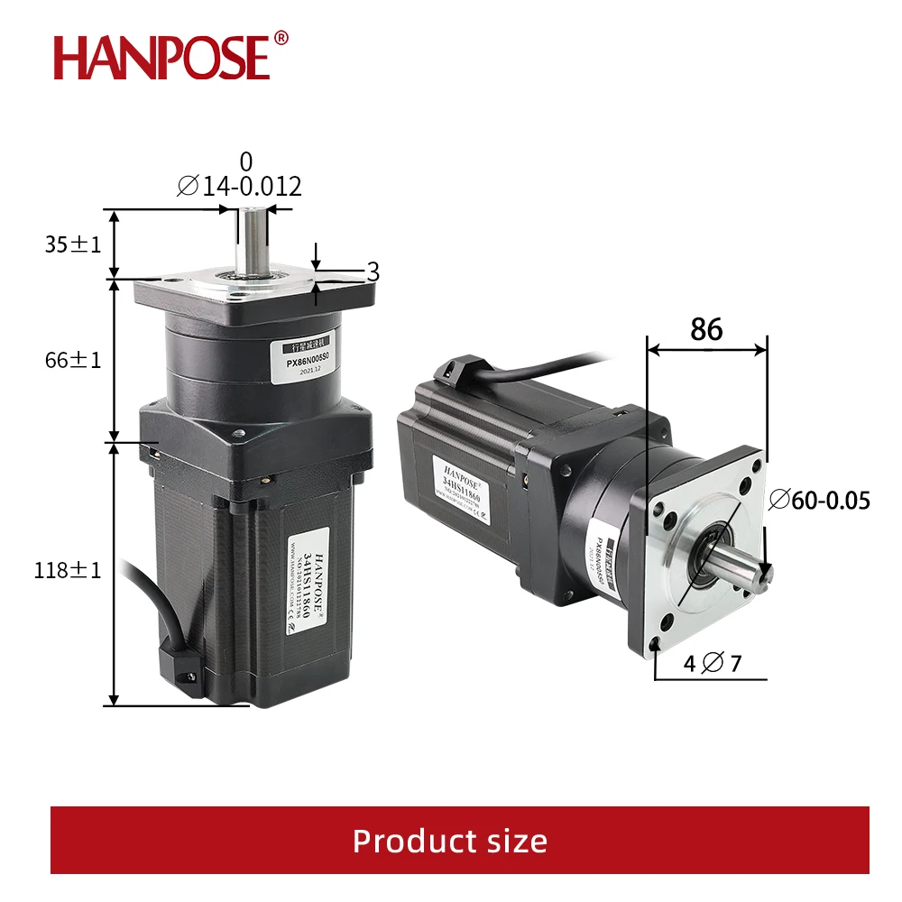 hanpose motor 34HS11860-HG10-1 5-1 6.0A for CNC engraving machine high torque 8N.M High precision gearbox stepper motor nema34