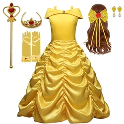 Princess Dress Halloween Cosplay Belle Costumes Beauty and The Beast Kids Dress for 3-10Y Girls Birthday Party Children Clothing