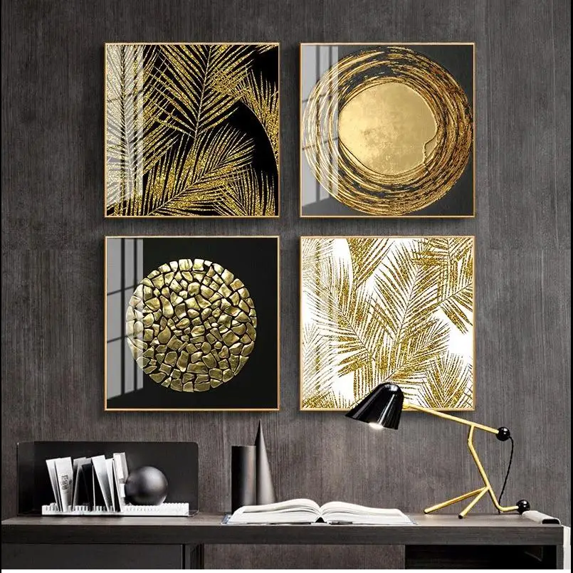 Vintage Minimalist Abstract Gold Luxury Canvas Art  Retro Nordic Prints for Living Room Wall Decor