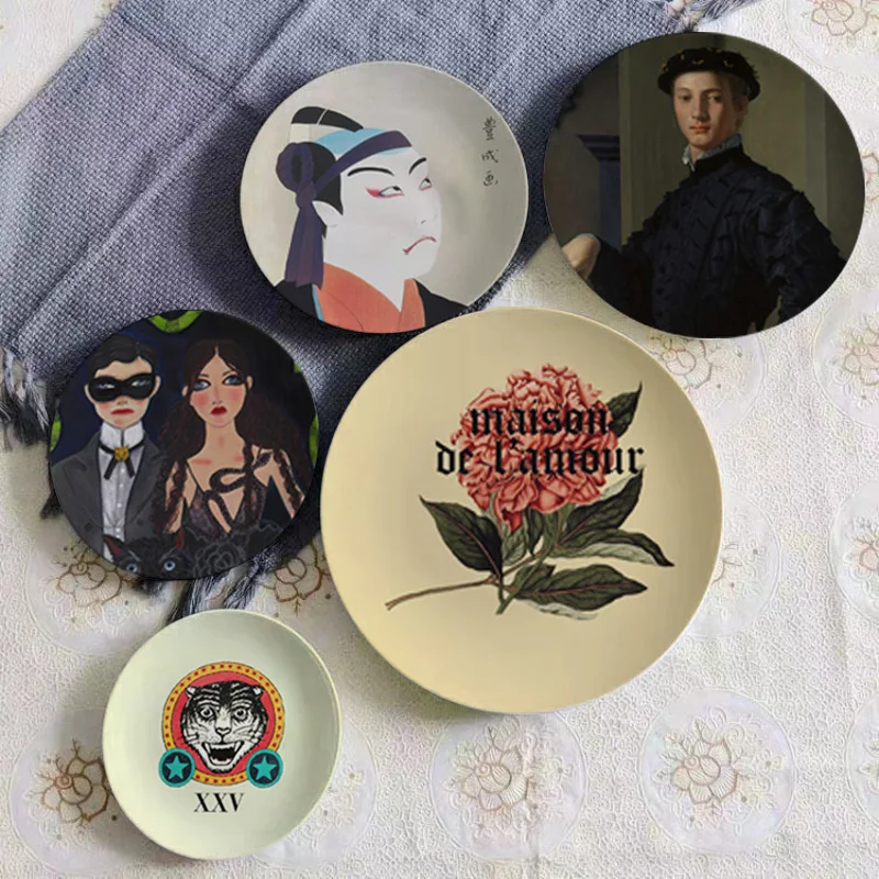 Starry Eyes Ceramic Decorative Plate Afternoon Tea Round Tray Plato Decorativos Para Pared Trinket Dish Fruit Salver Nordic