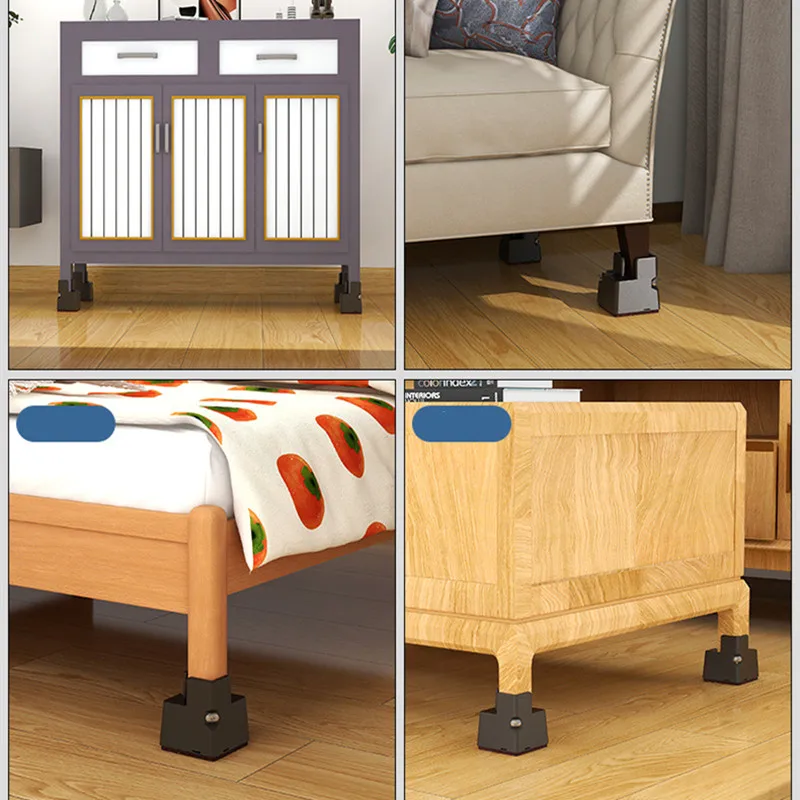4Pcs Adjustable Chair Feet Riser 5/10cm Heavy Duty Desk Couch Bottom Elevator Metal Sofa Table Raiser Bed Furniture Risers
