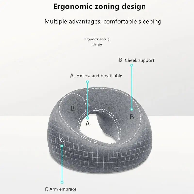 Ergonomic Face Down Nap Pillow Memory Foam Desk Nap Headrest for Prone Resting Comfort Home & Beauty Salon Use