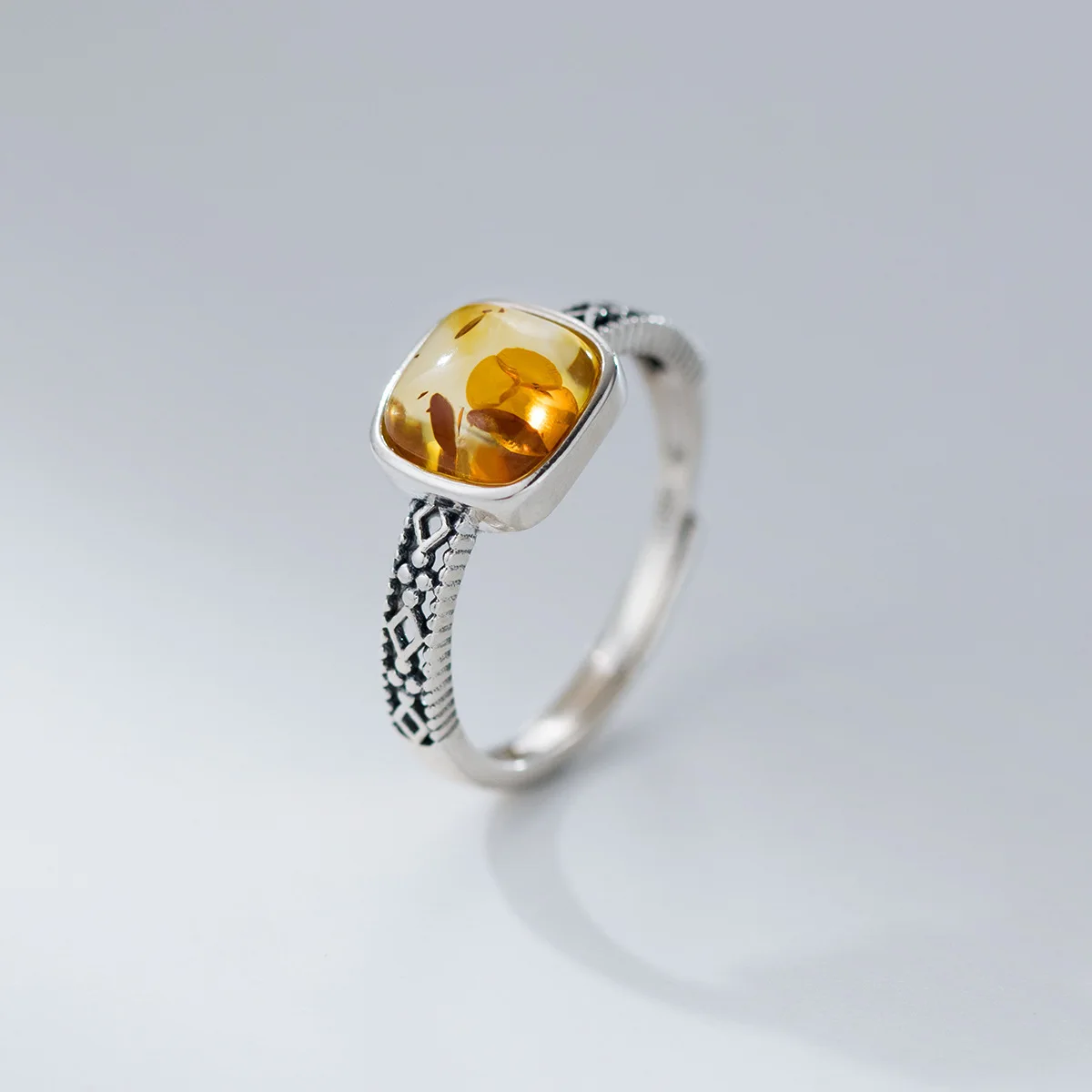 

925 Silver Square Zircon Adjustable Vintage Women's Rings Wedding Beautiful Luxury High Quality Jewelry Accessories Jewellery