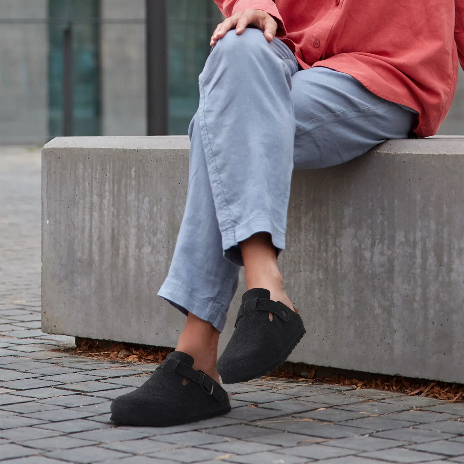 Kidmi clássico cortiça camurça chinelos para mulheres ao ar livre cortiça antiderrapante homens mules novas mulheres vaca camurça tamancos sapatos com suporte de arco