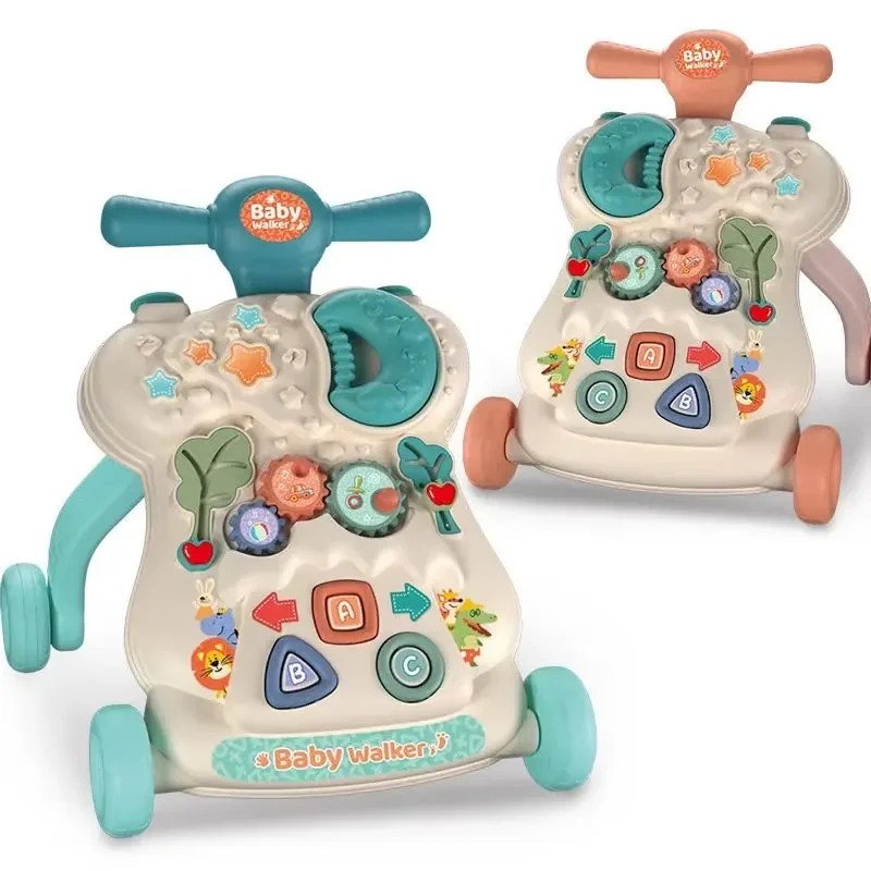 Multifunctional Anti Roll Baby Walker for 0 18 Months Infant Learning to Walk Toy Push Walker with Music and Lights