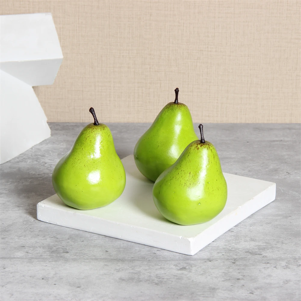 6 Stück, künstliche Birnenmodelle, künstliche Früchte, Obsttablett für Zuhause, Restaurant, Partydekoration, Fotografie-Requisiten – Detail 2