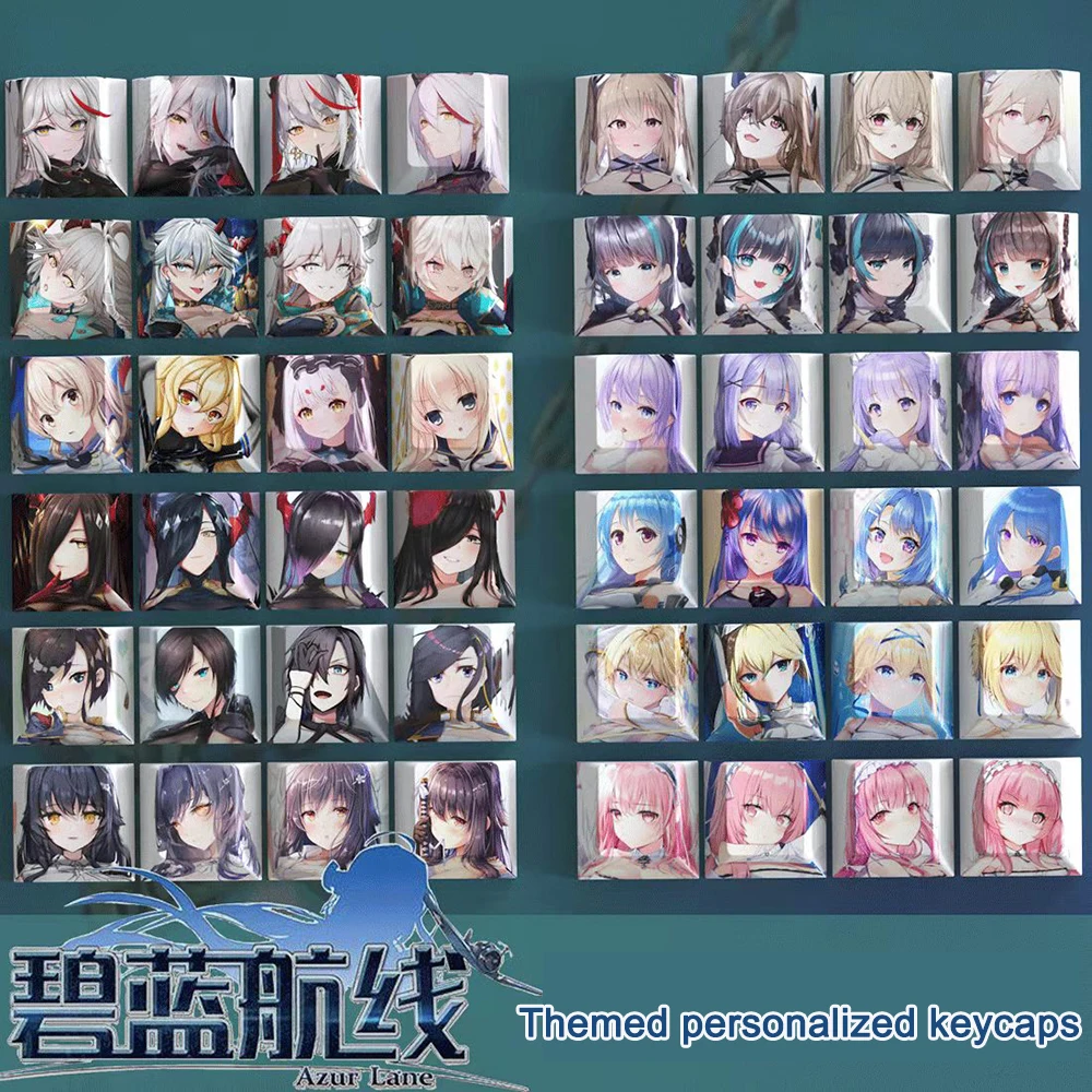4 PCS Keycaps Azur Lane 5-Side Dye-Sublimated PBT Keys Space Bar Cherry Profile Keycaps For MX Switches For Mechanical Keyboard