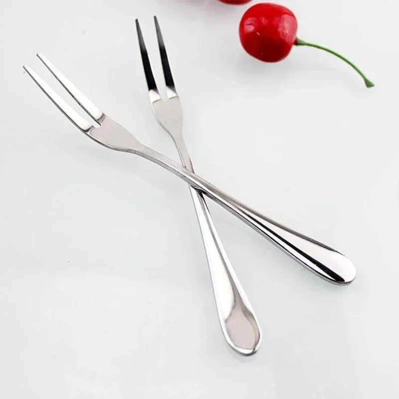 VanKood Stainless Steel Fruit Fork Dessert Fork Eco-friendly Two Tooth Dinner Forks Fork Western Style Kitchen BBQ Tool