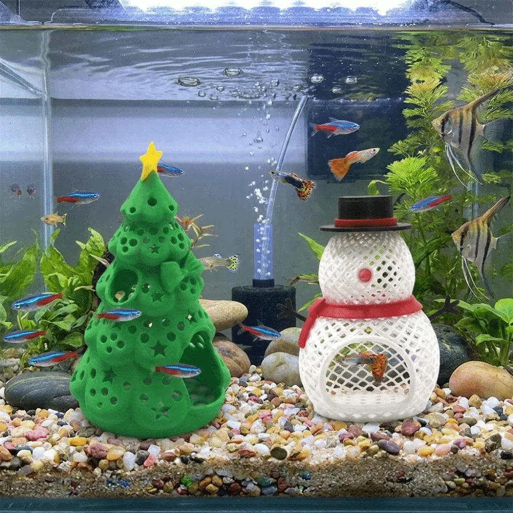 Aquarium Fish Hiding Spot - 3D Printed Christmas Aquarium Hideout Cave