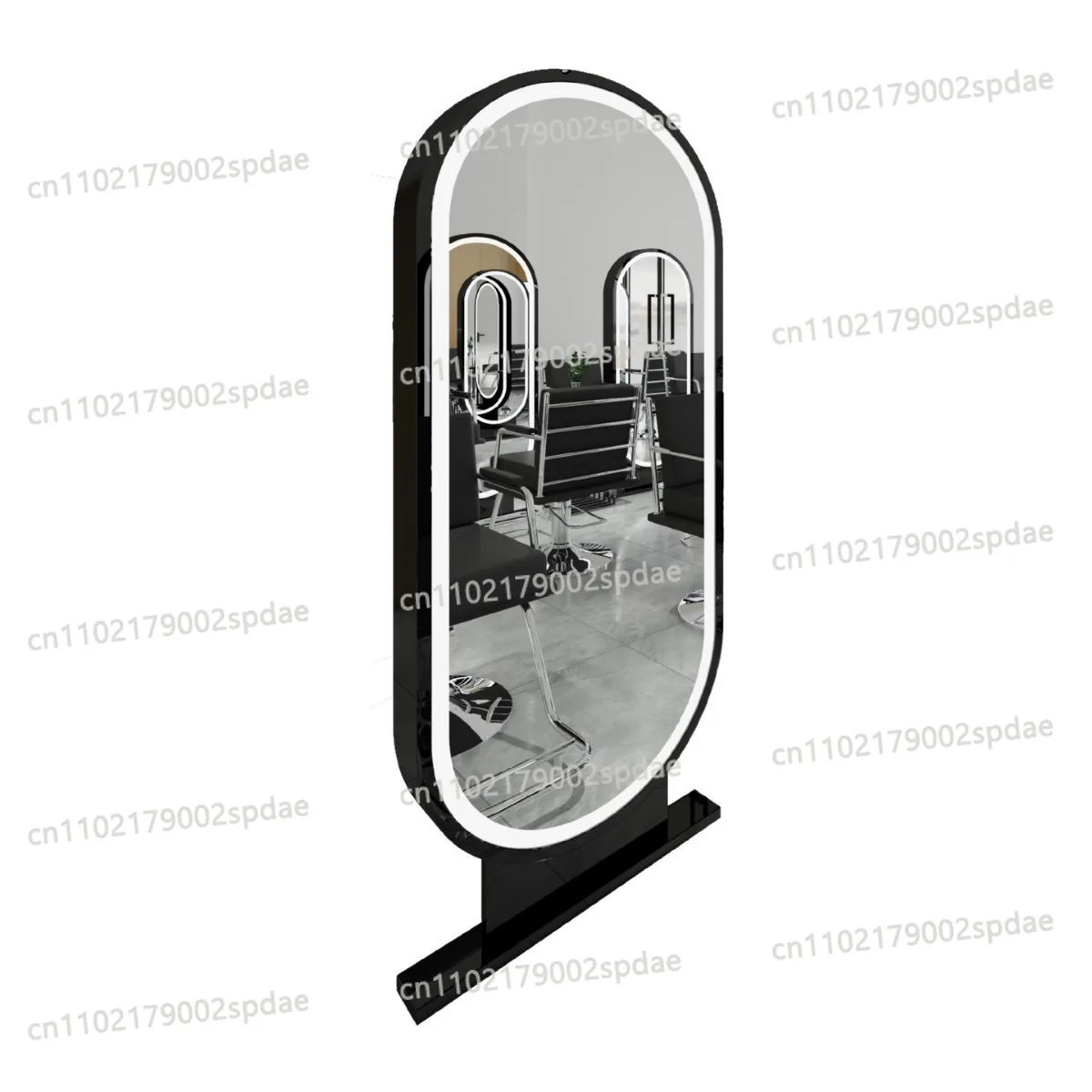 Floor Standing Double Sided Gold Frame Salon Mirror Station For Barber Shop Hairdressing Beauty Salon