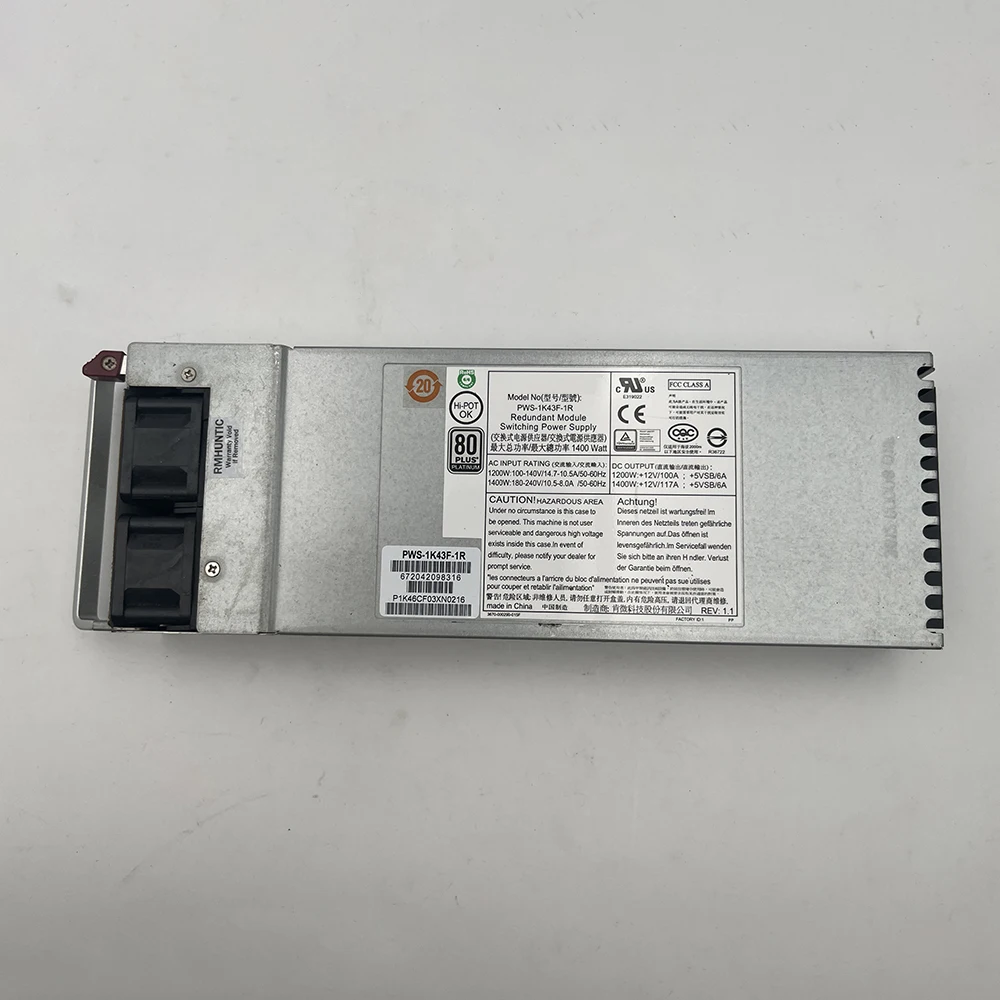 For Supermicro SC748 1400W Server Power Supply PWS-1K43F-1R