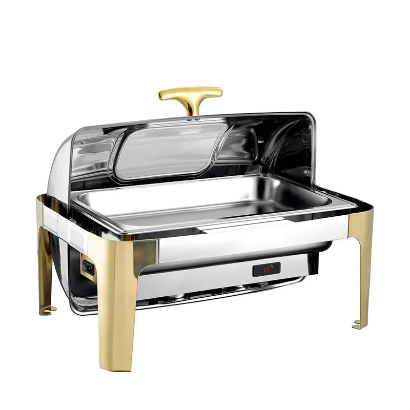 Thickened Stainless Steel Electric Heating Buffet Warmer Hotel Breakfast Hot Pot Tableware Commercial Food Serving Tray