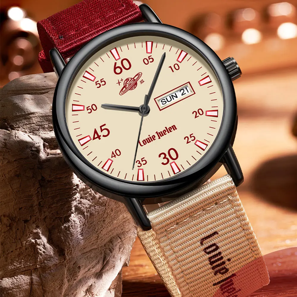 

LOUIE JUELEN Американские винтажные персонализированные часы для мужчин, молодежные кварцевые часы для студентов для мальчиков-подростков