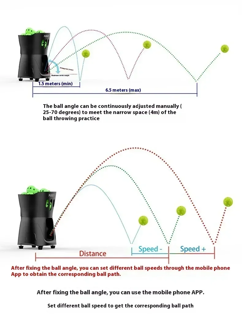 New Pickleball Serving Machine Single Person Practice Ultra-Light Ball Thrower Trainer Training Device with Long Battery Life