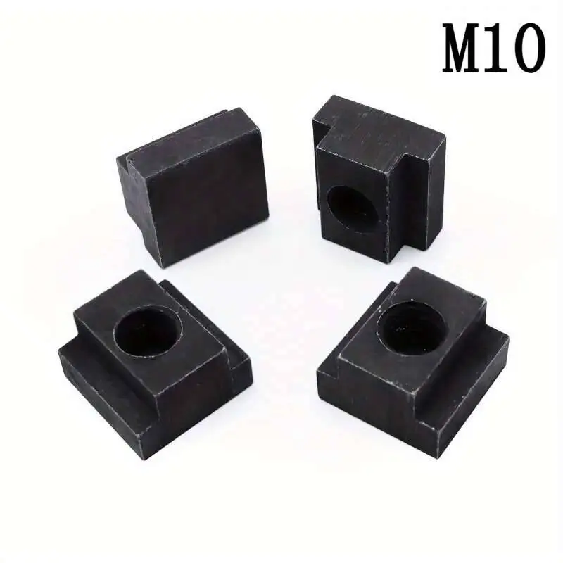 4 Black Oxidized T-Slot Nuts - Heavy-Duty Hammer Head Fasteners Sliding Nut Blocks Fully Threaded Shanks, M6/M8/M10 Sizes