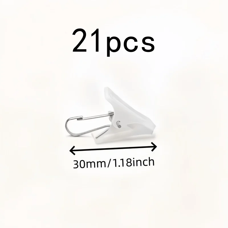 21 pcs White Small Clips for Daily Home Use, Multi-functional for Curtains, Photos, Socks and Towels, Practical