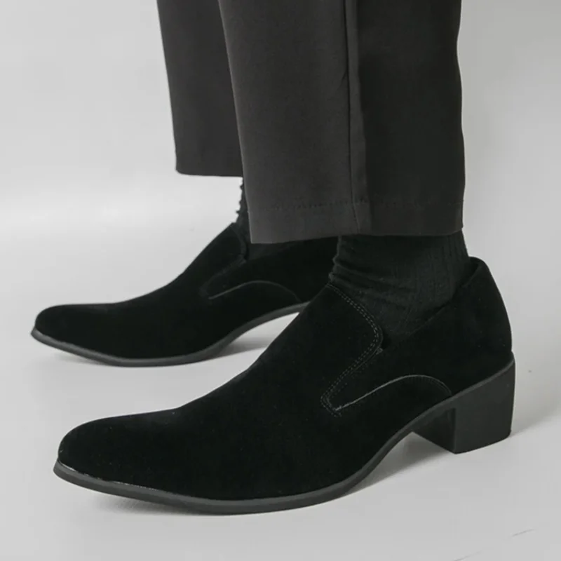 Men's Leather Shoes Dress Shoe Fashion High Heel and Platform Style Loafers
