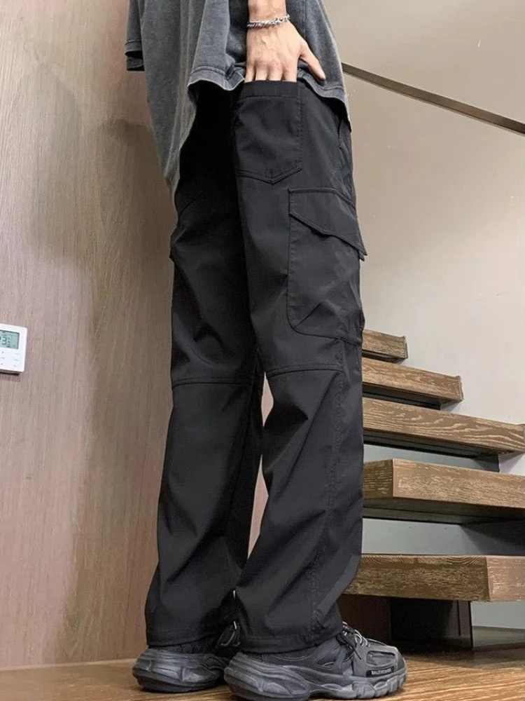 

Мужские повседневные длинные брюки, модные брендовые рабочие брюки, весенне-осенние свободные прямые брюки, универсальные функциональные водонепроницаемые походные брюки