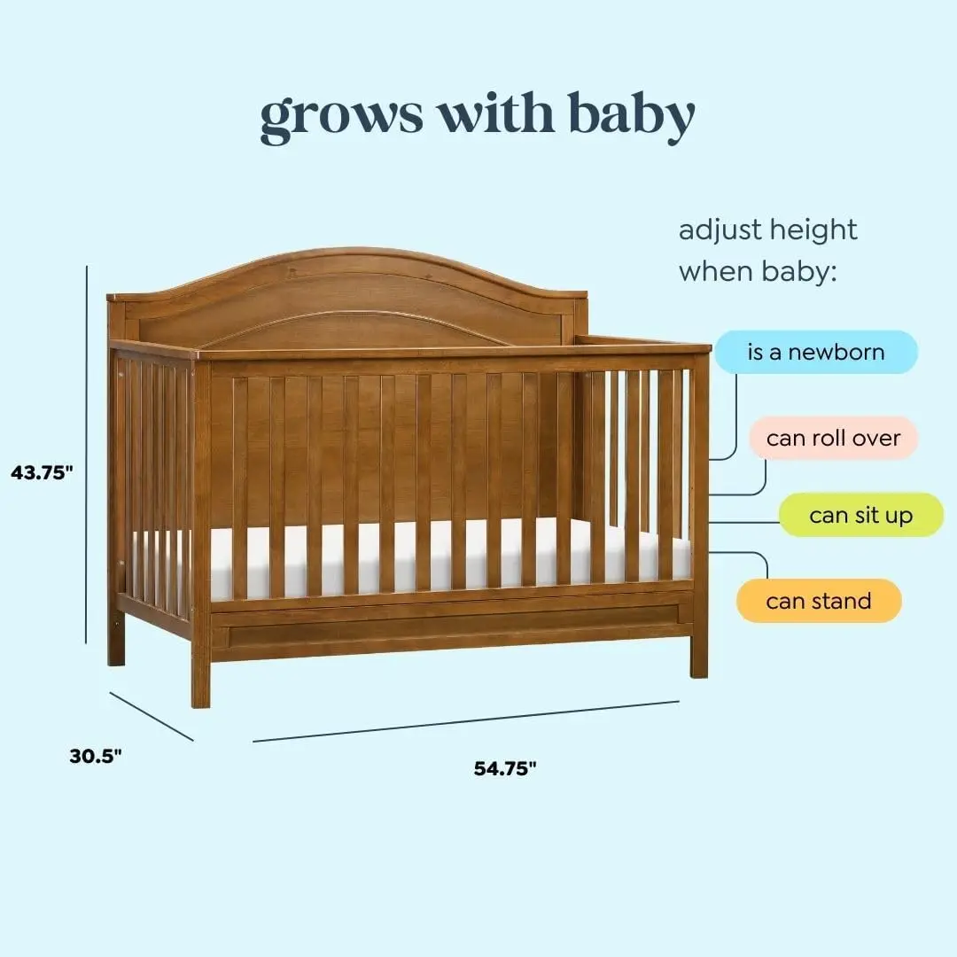 Charlie 4-in-1 Convertible Crib in Chestnut, Greenguard Gold Certified