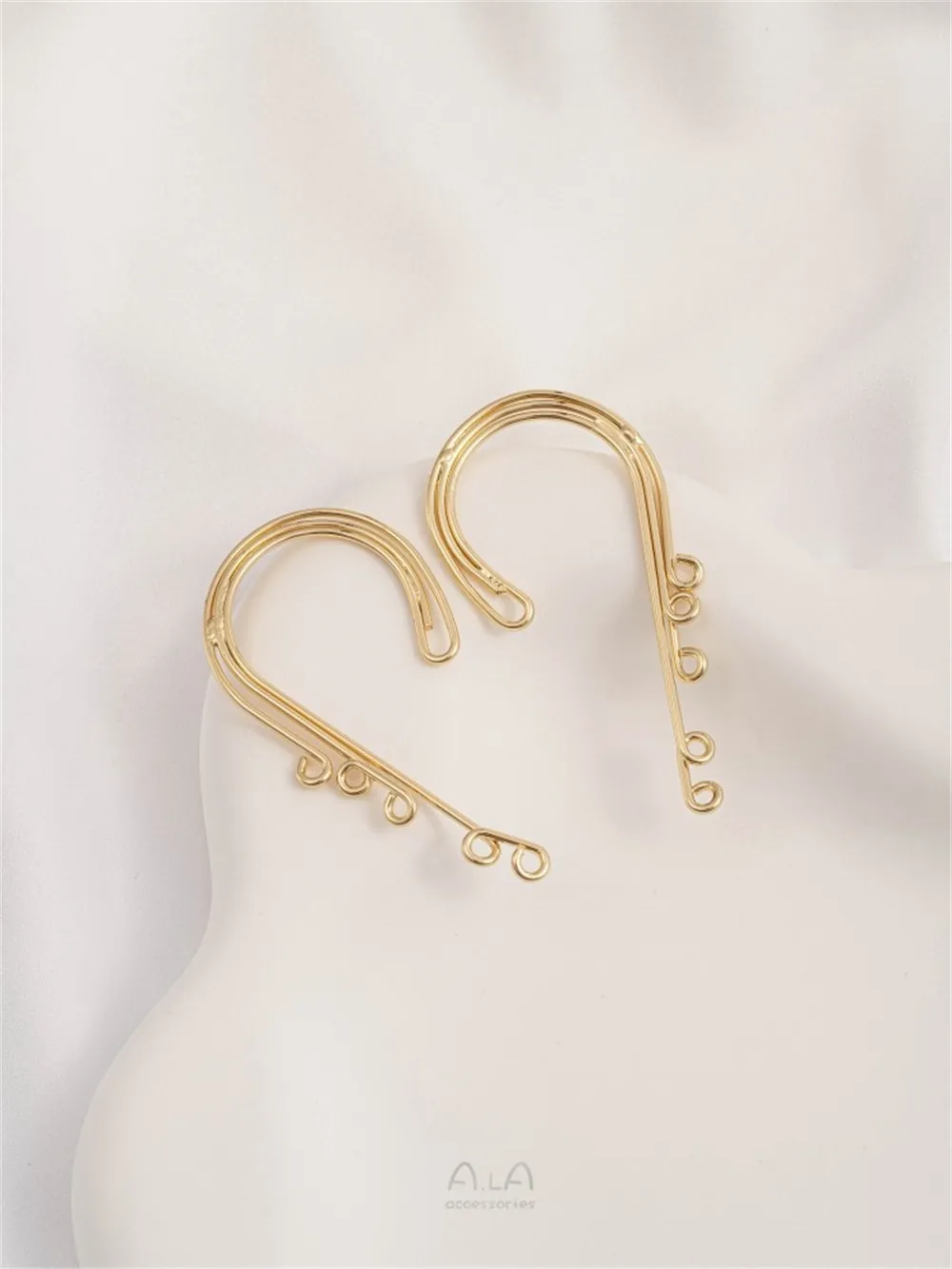

14K Gold-plated Earrings with Multiple Hanging Rings and Ear Clips, Handmade DIY Tassel Earring Accessories Without Ear Holes