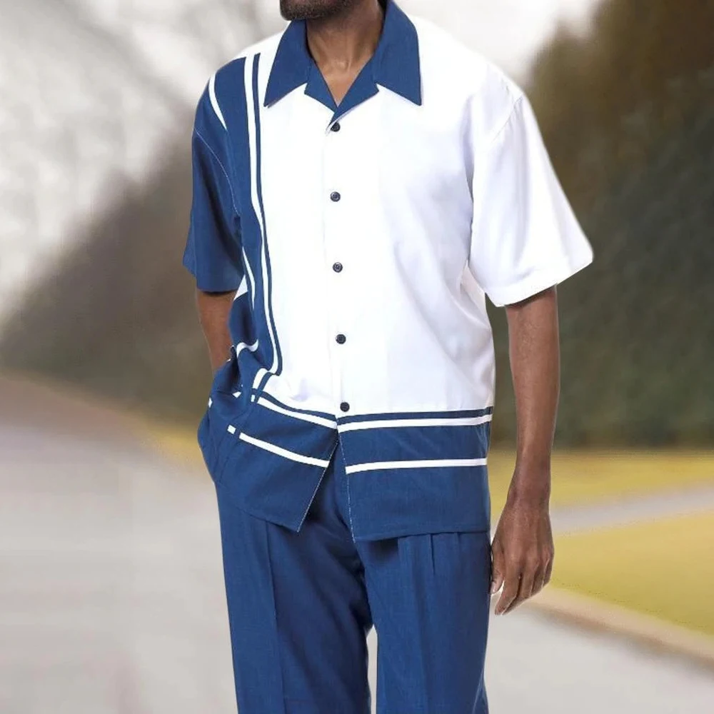 

Наряды Мужской спортивный костюм Полиэстер с коротким рукавом Мягкая рубашка на пуговицах для прогулок Удобная модная рубашка