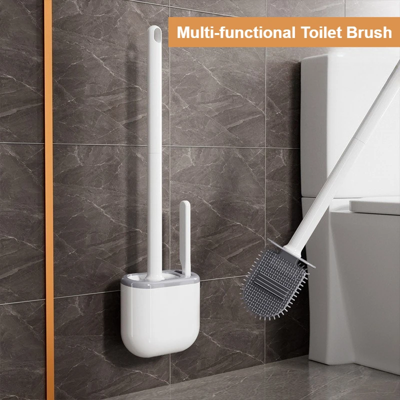 

Hanging Silicone Toilet Brush Cleaner with Long Handle Flexible Cleaner Bathroom Brush Quick Drying Holder Bathroom Accessories