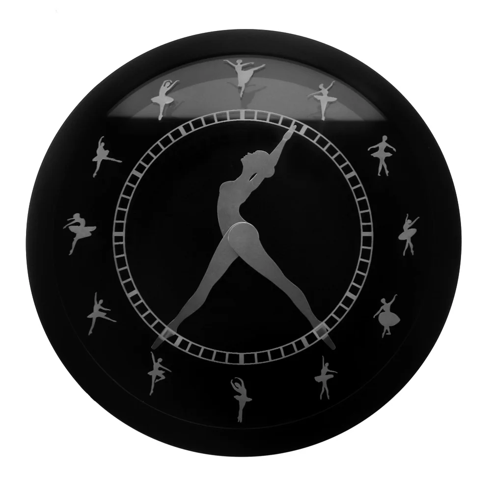 Ballerina Figurines LED Lighting Wall Clock Ballerina Silhouette Artwork Ballet Room Decorative Clock Ballet Gifts for Girls