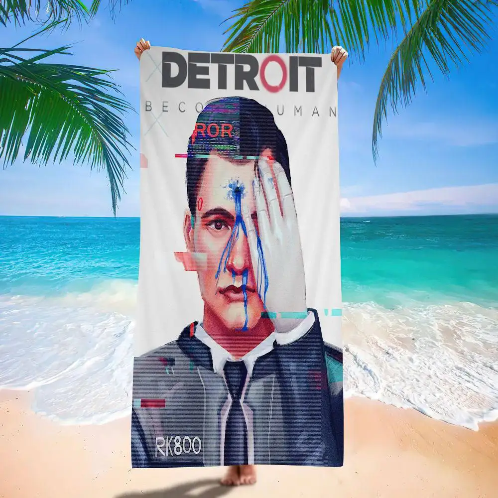 Game D-Detroit Become Human Beach Towel Colorful Bath Towels For Girl Microfiber Quick Dry Custom Sand Free Beach Yoga Spa