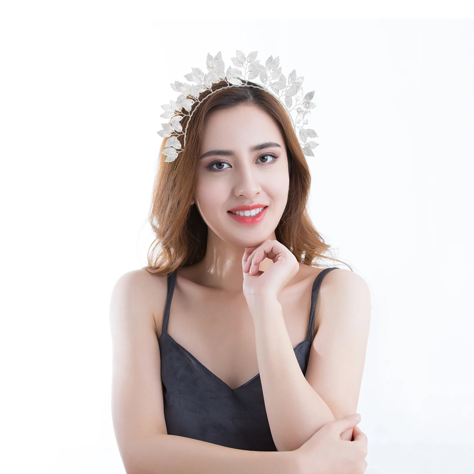 

Elegant Leaves Hair Hoop Headband Lightweight Comfortable Silver Durable Premium Material Stylish Chic Wear For Women Girls