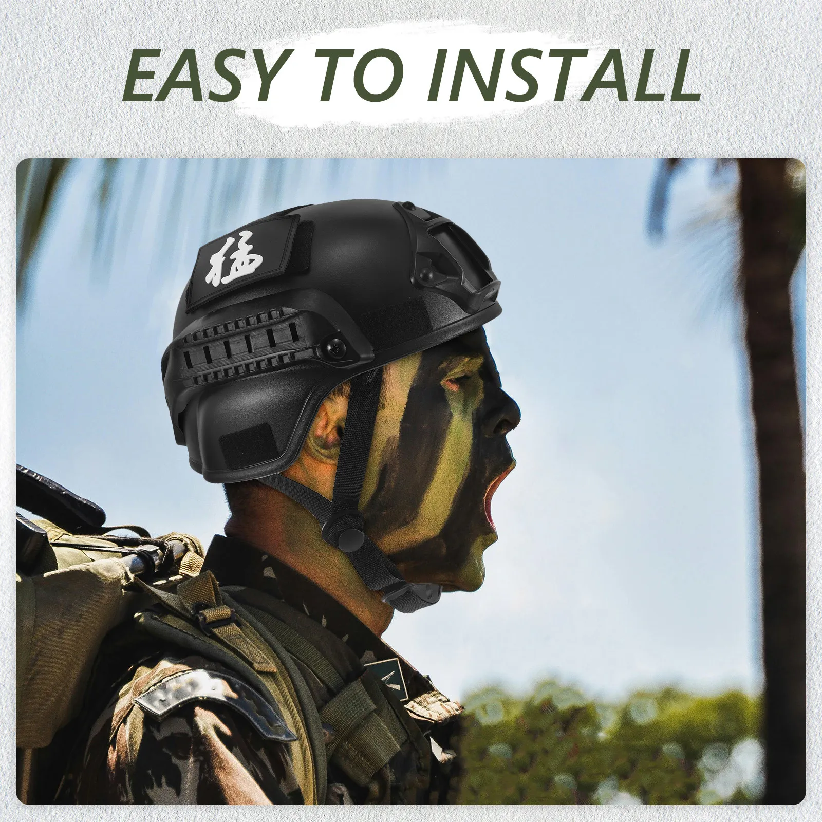 

Army Tactical Headgear Outdoor Cosplay Hard Hat Adjustable Chin Strap Lightweight Protective Gear