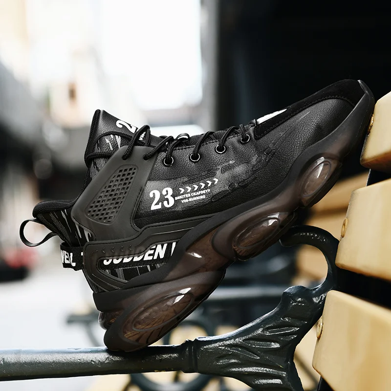 Men's Spring High Quality Trendy Shoes Thick Bottom Strap Basketball New Breathable Shock Absorbed Casual Sneaker Shoes 2025