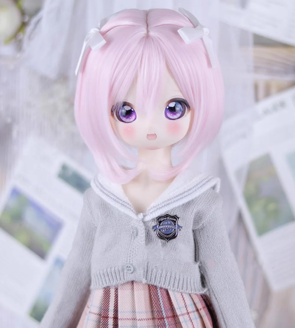 Bjd-Puppenkleidung eignen sich für 1/3 Größen Hochtemperatur-Seidenschleifen mit süßem Kurzhaar-Puppenzubehör