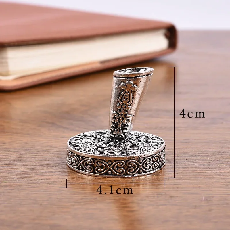 Vintage Metal Round Insertion Pen Holder for Feather Quill Dip Pens School Office Supplies Stationery Student Gift