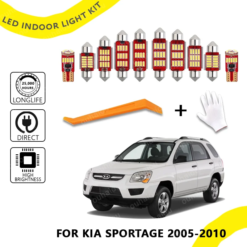 

12Pcs For KIA Sportage 3 MK3 2011 2012 2013 2014 2015 Vanity Mirror light Car Accessories LED Interior Light License Plate